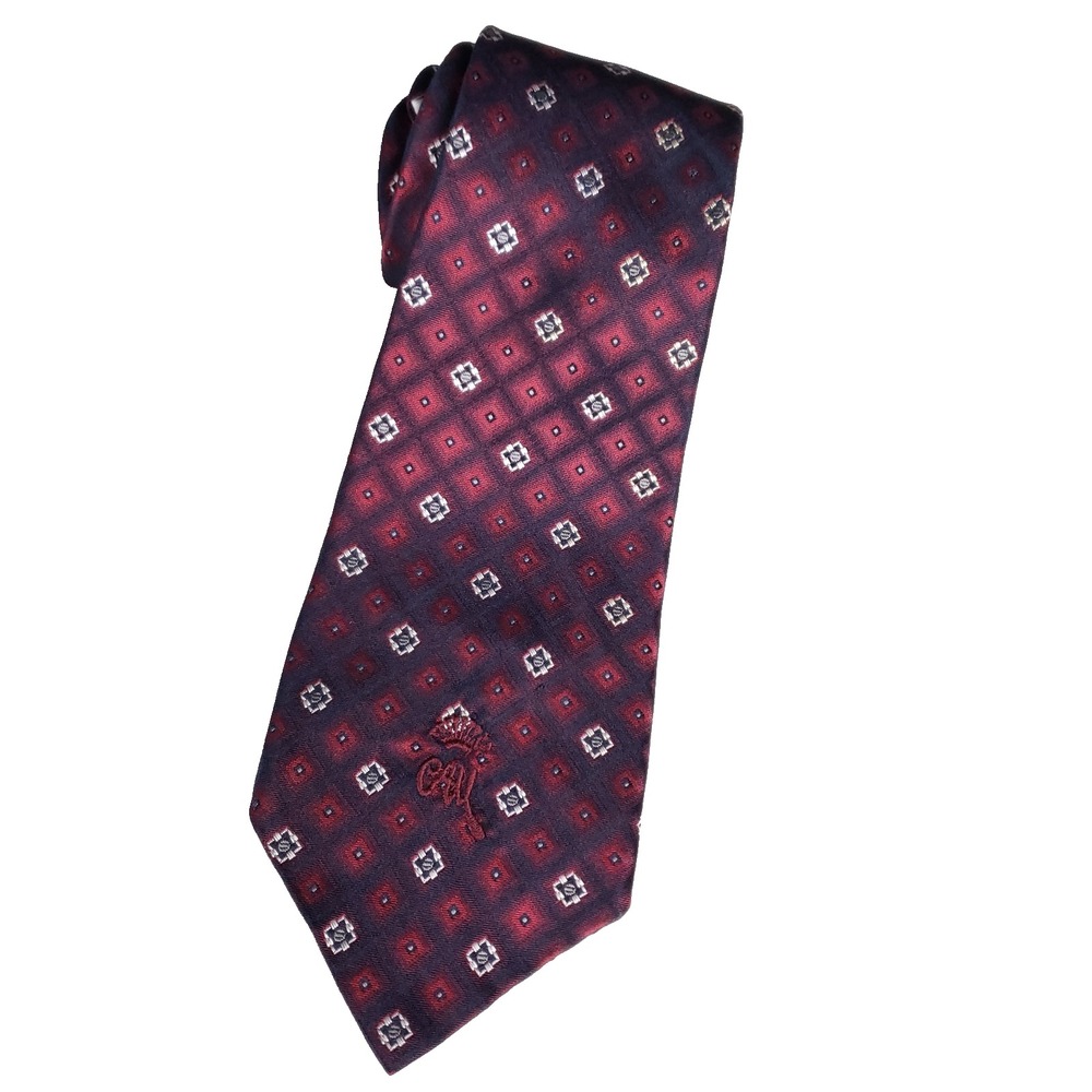 Vintage Countess Mara‎ Necktie Geometric Wide Classic Red Power Dressing
